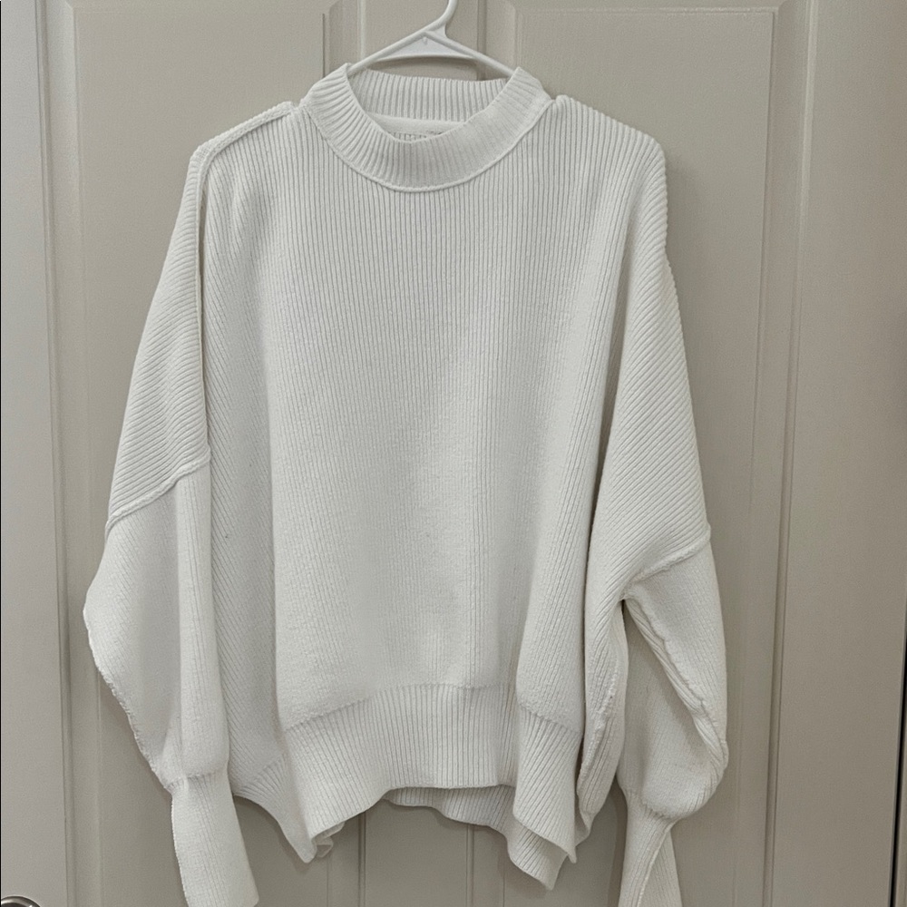 Free People White Cowl Neck Sweater